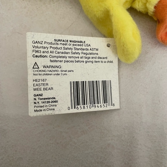 Vintage Ganz Easter Wee Bear Village Quacks In A Duck Costume 1996 Stuffed Plush - Picture 8 of 8